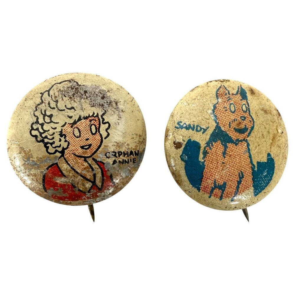 1940s Little Orphan Annie & Sandy Kelloggs Cereal Pep Pin Pinback Vintage Button